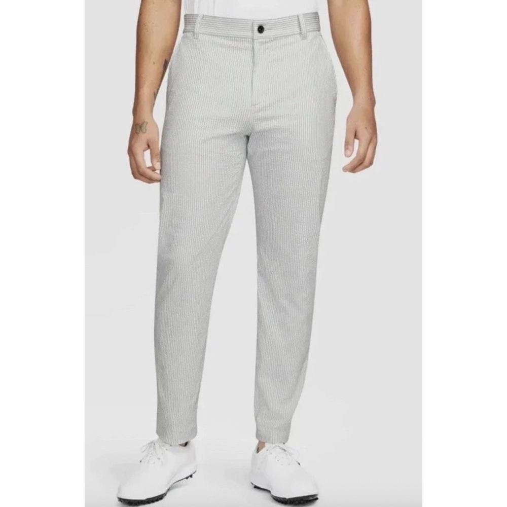 Nike Mens Golf Pants 34x32 Gray Seersucker Dri-FIT Striped Trousers